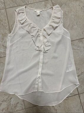 H&M Cream Ruffled V-Neck Sleeveless Camisole